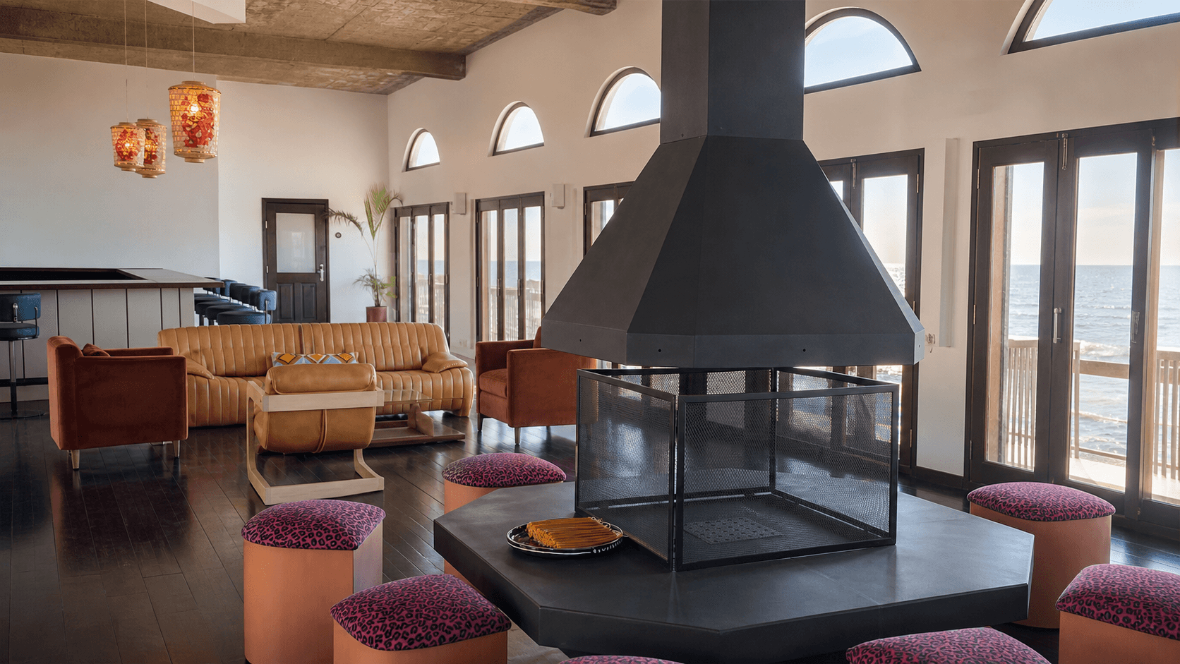 Fireplace lounge inside The Grand Forgetmenot 2