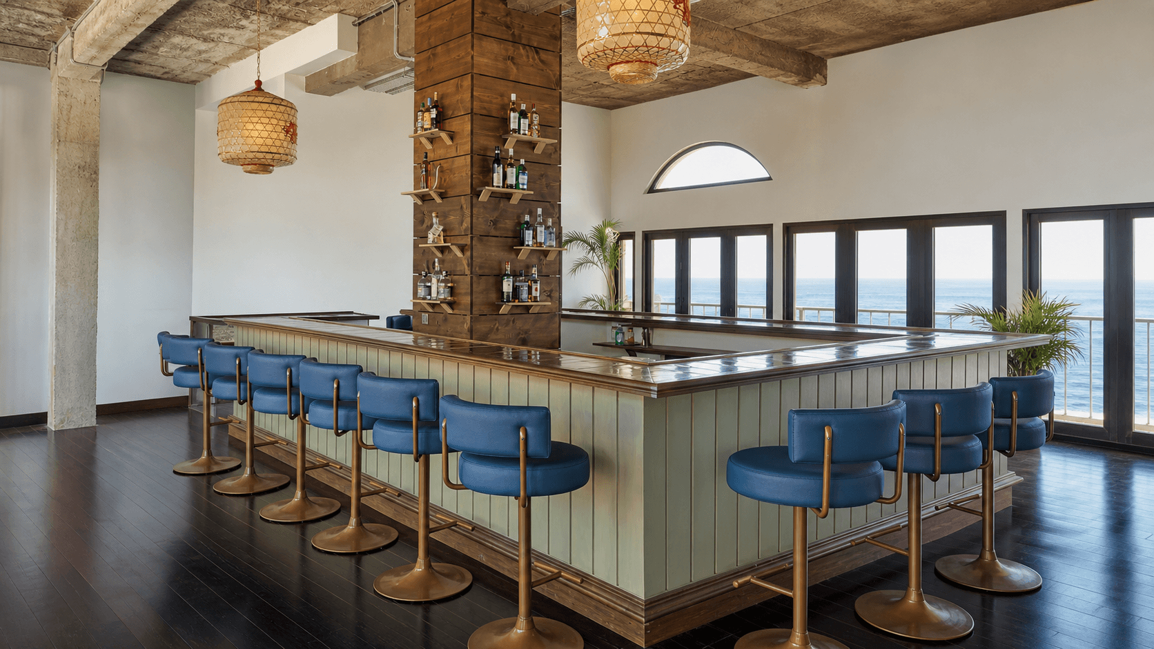 Main bar at The Grand Forgetmenot 2 prepared for guests