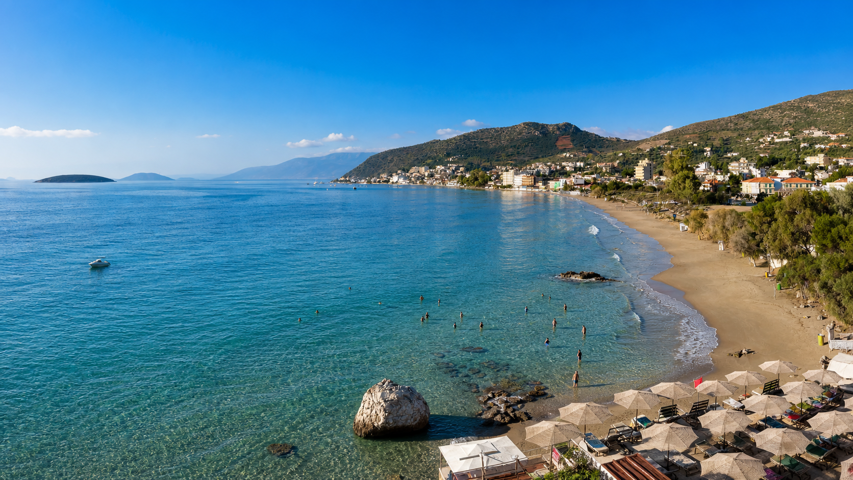Tolo coastline and beach beside the hotel