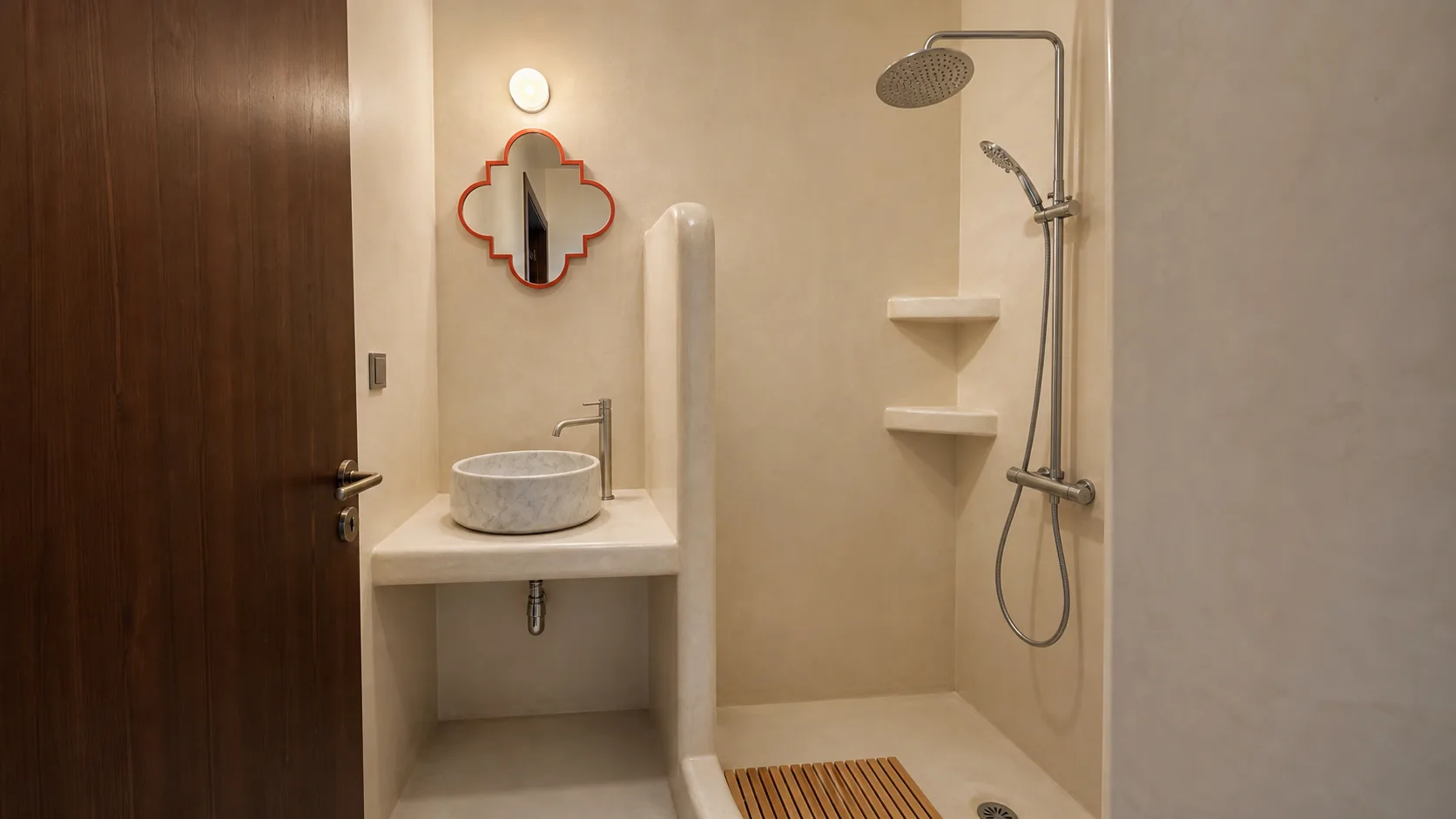 Private suite bathroom with walk-in shower