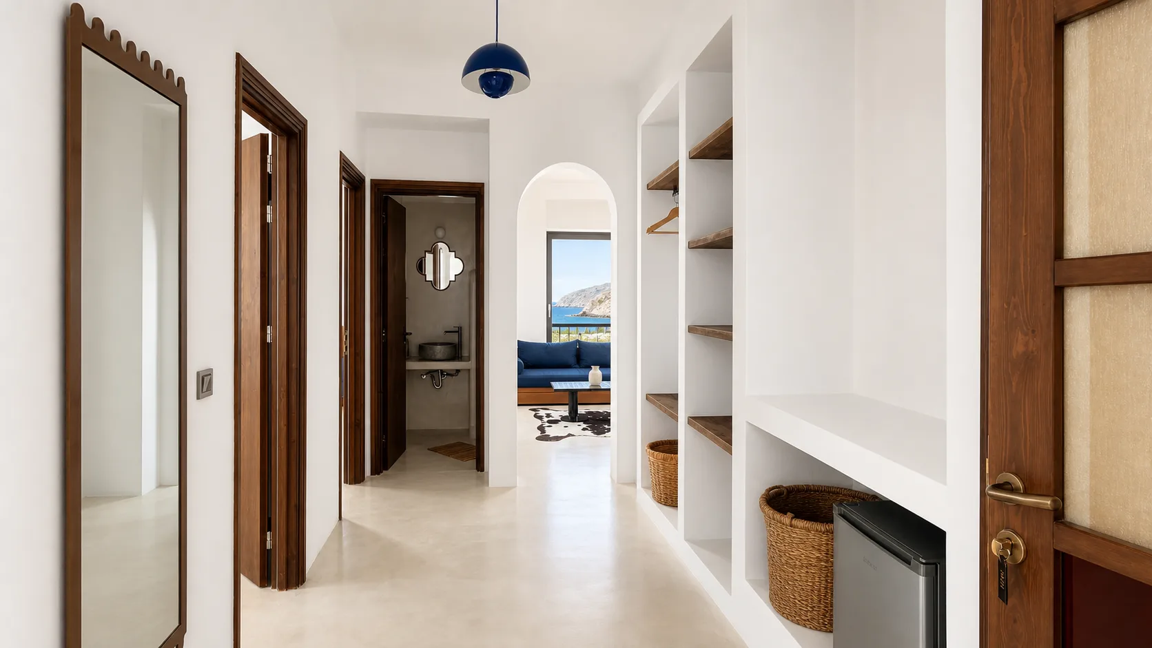 Suite hallway leading to the ocean-view living room