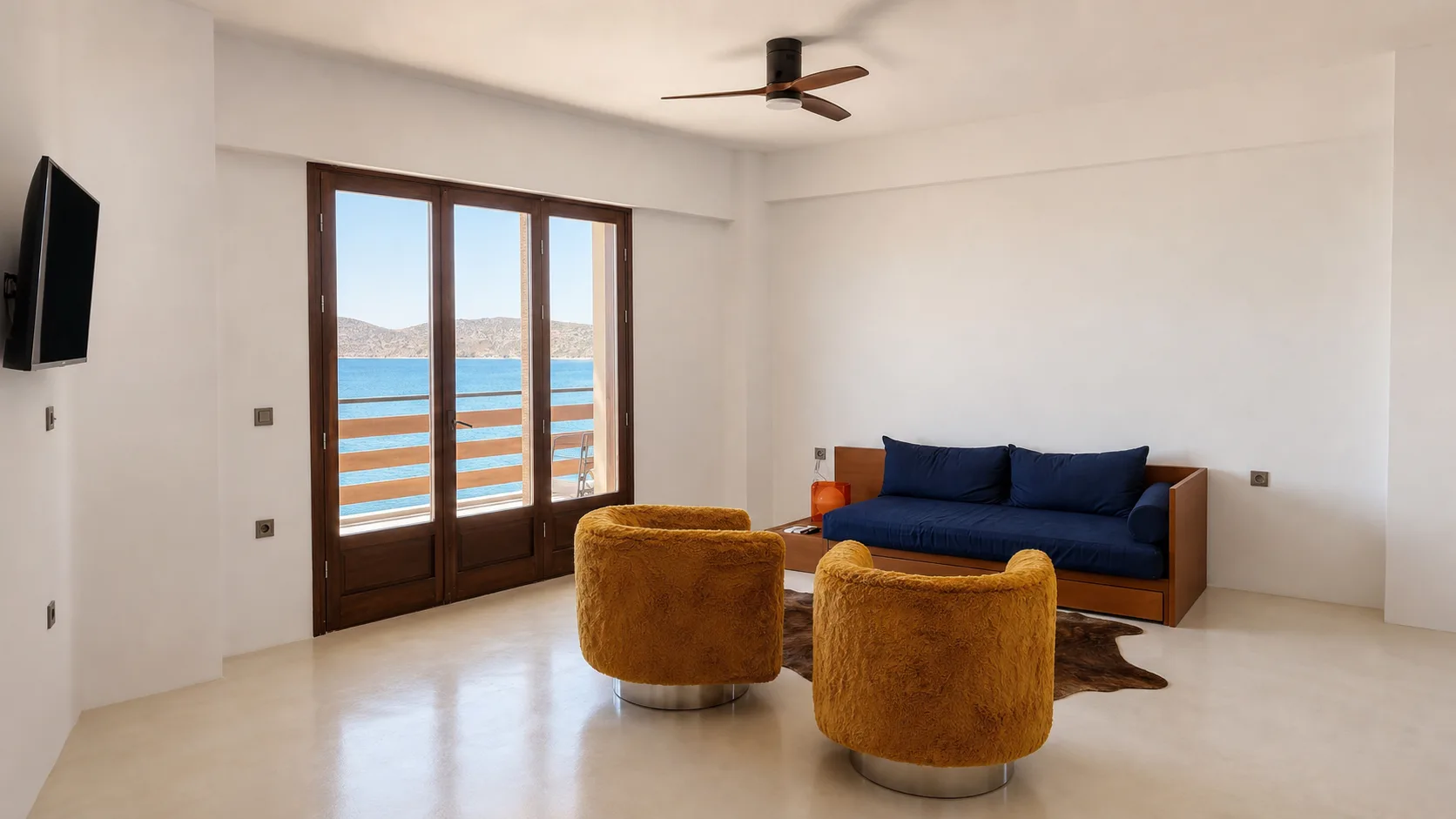 Ocean-view living room in a guest suite
